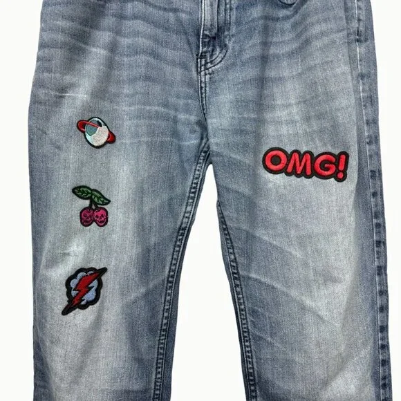 Tony Hawk Men’s Blue Straight Leg Jeans Patches Graphic Detail Size 30 - Picture 2 of 16